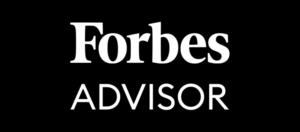 text: Forbes Advisor in white text on a black background